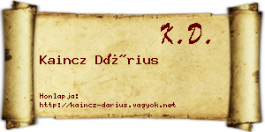 Kaincz Dárius névjegykártya